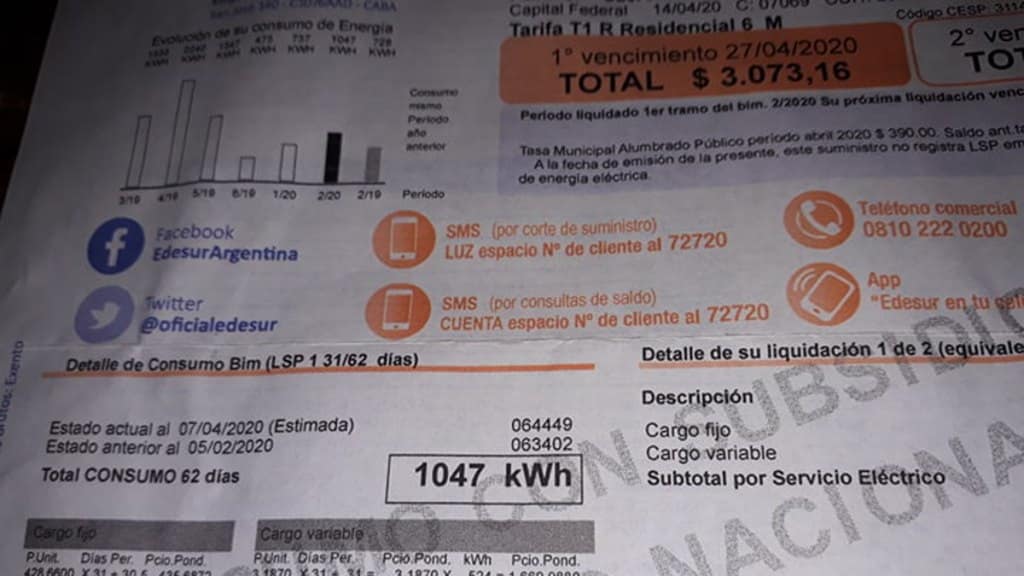 Comienza a regir la prohibición de incluir tasas e impuestos en boletas de servicios públicos