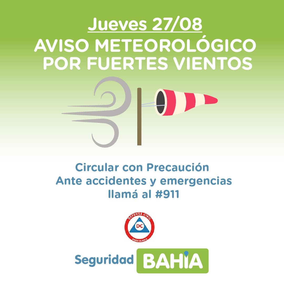 Alerta meteorológica por fuertes vientos para este jueves
