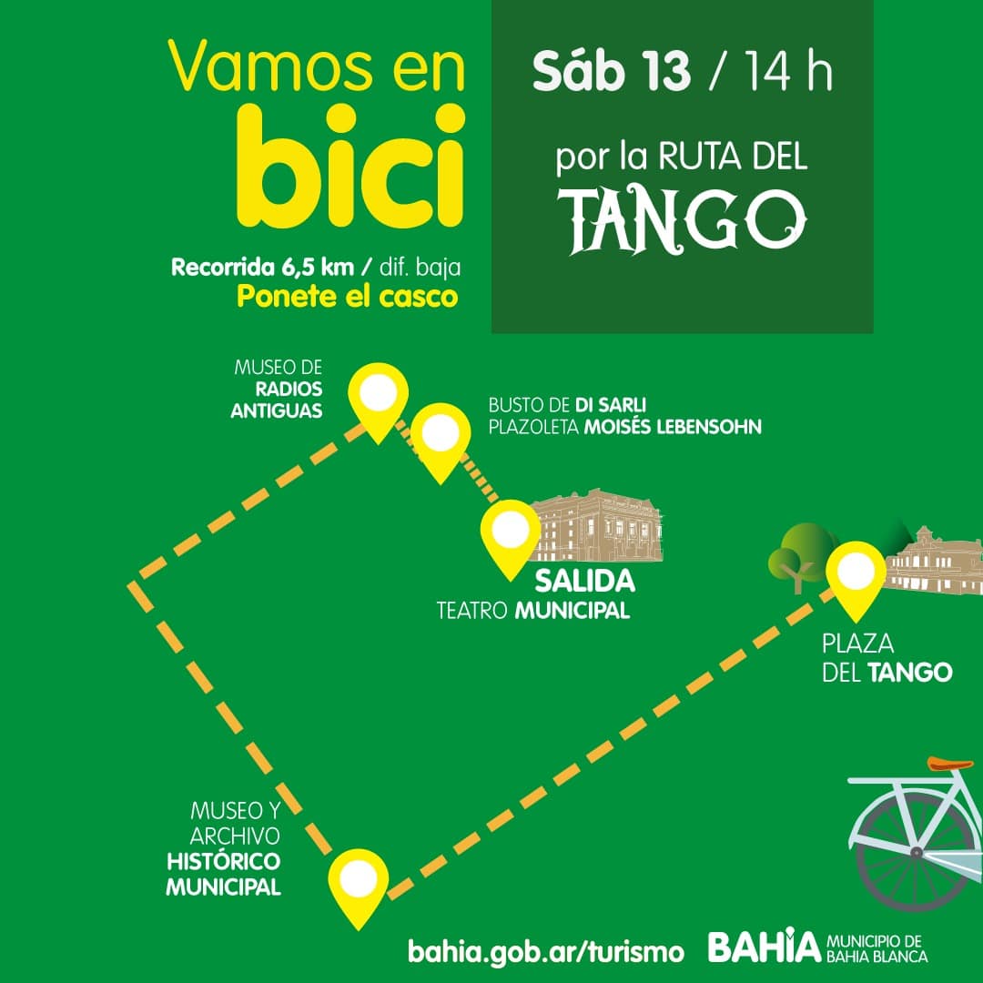 El programa “Vamos en bici” se realizará por la Ruta del Tango
