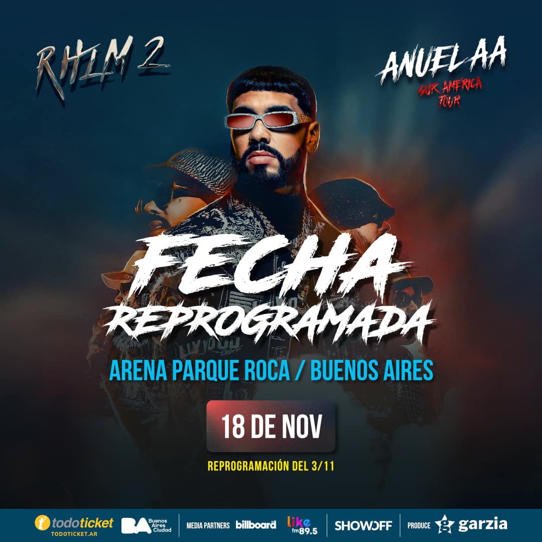 ANUEL AA FECHA REPROGRAMADA AL 18 DE NOVIEMBRE EN EL ARENA PARQUE ROCA