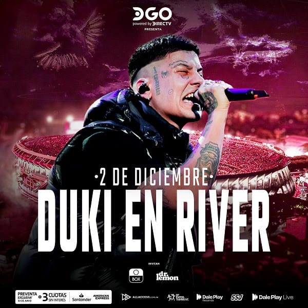 DUKI ANUNCIÓ SU SHOW EN RIVER