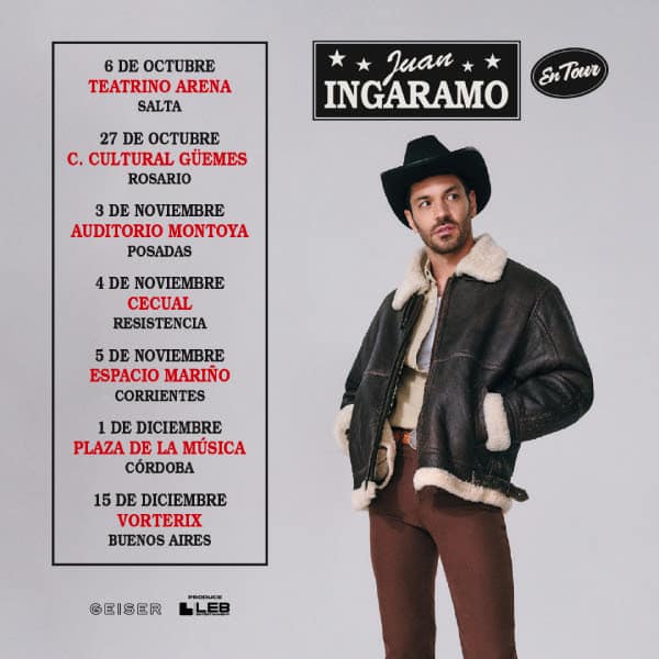 JUAN INGARAMO CONFIRMA SU NUEVOS SHOWS POR ARGENTINA