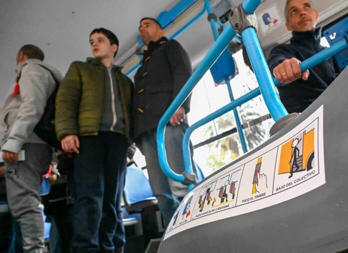 Se colocaron pictogramas para potenciar la accesibilidad en el transporte público