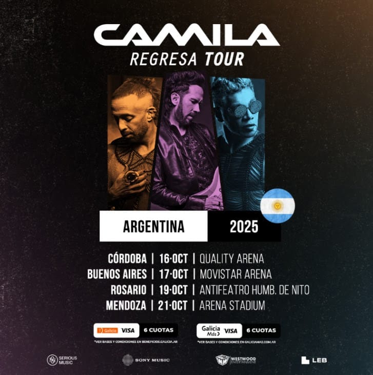 CAMILA anuncia gira en Argentina con fechas en Buenos Aires, Mendoza Córdoba y Rosario