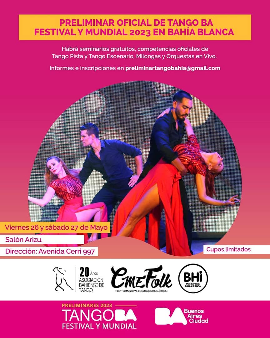 Bahía será sede de la Preliminar oficial de Tango BA Festival y Mundial 2023