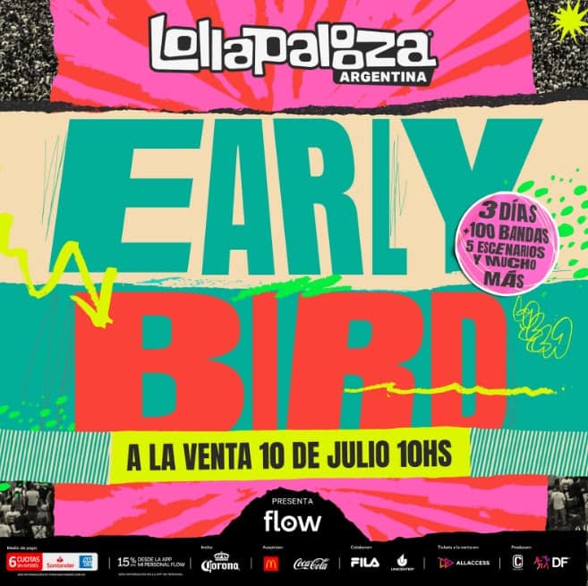 Lollapalooza Argentina anuncia su edición 2026: será los días 13, 14, 15 de Marzo